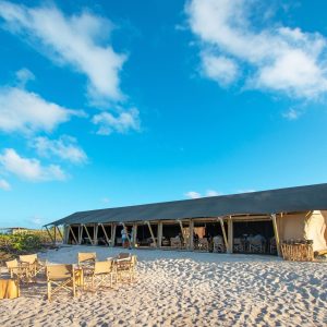 Cosmoledo eco-camp dining tent, Wizard Island, Seychelles