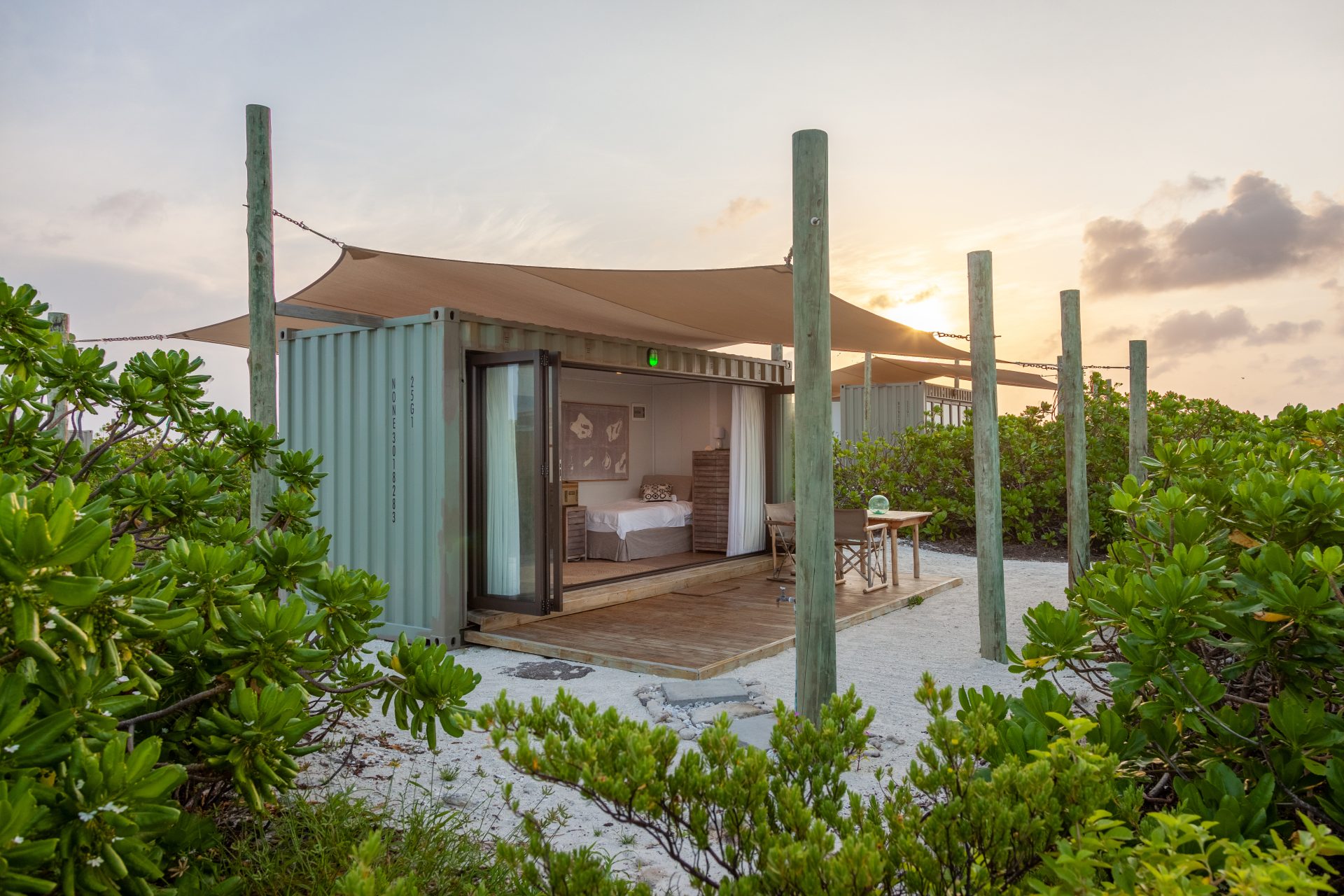 Cosmoledo eco-pods exterior, Wizard Island, Seychelles