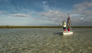 Poling skiff on South Andros flats