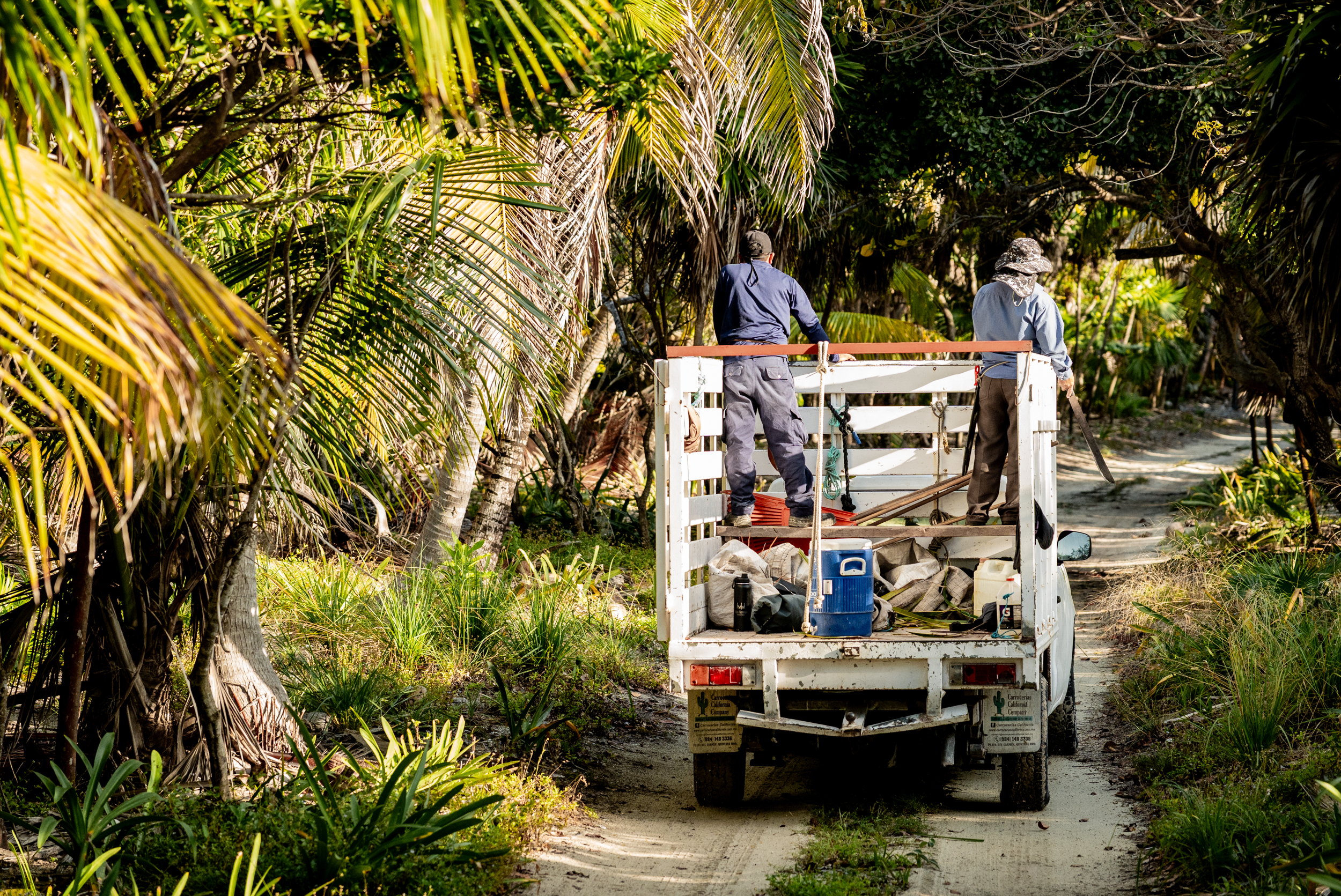 Jungle sand-road transfer to Playa Blanca Lodge, Espiritu Santo Bay Yucatan Mexico | Matt DeLorme