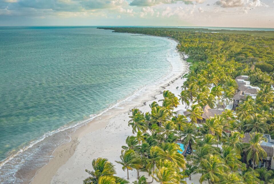 Ascension Bay Coastline Aerial — Sian Kaan Lodge, Ascension Bay Mexico