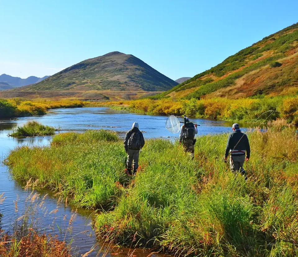 Guest with fish — Royal Coachman Lodge, Nuyakuk River, Bristol Bay, Alaska