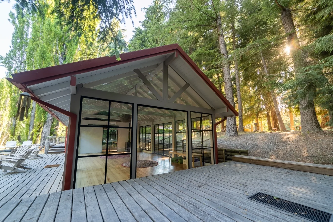 Glass wellness pavilion at Tipiliuke Lodge, Patagonia, Argentina