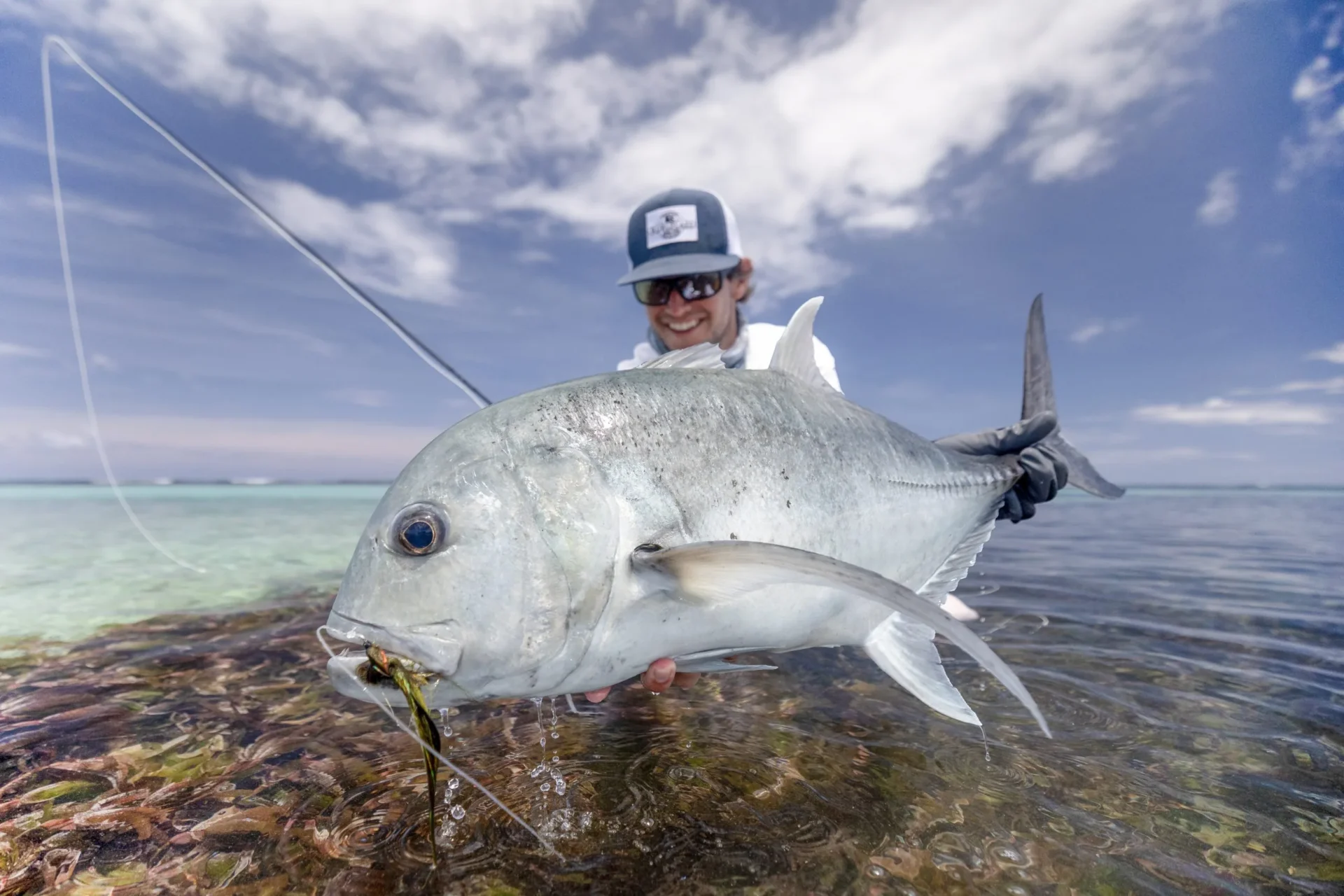Giant Trevally catch — Alphonse Island, Seychelles