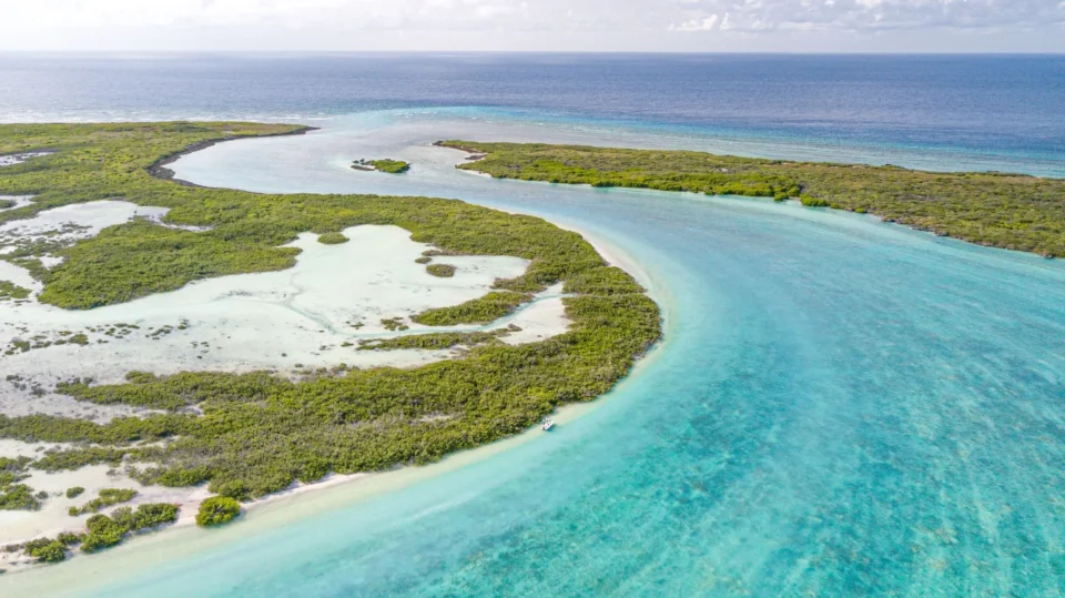Aerial of the lagoon channel — Astove Atoll, Seychelles