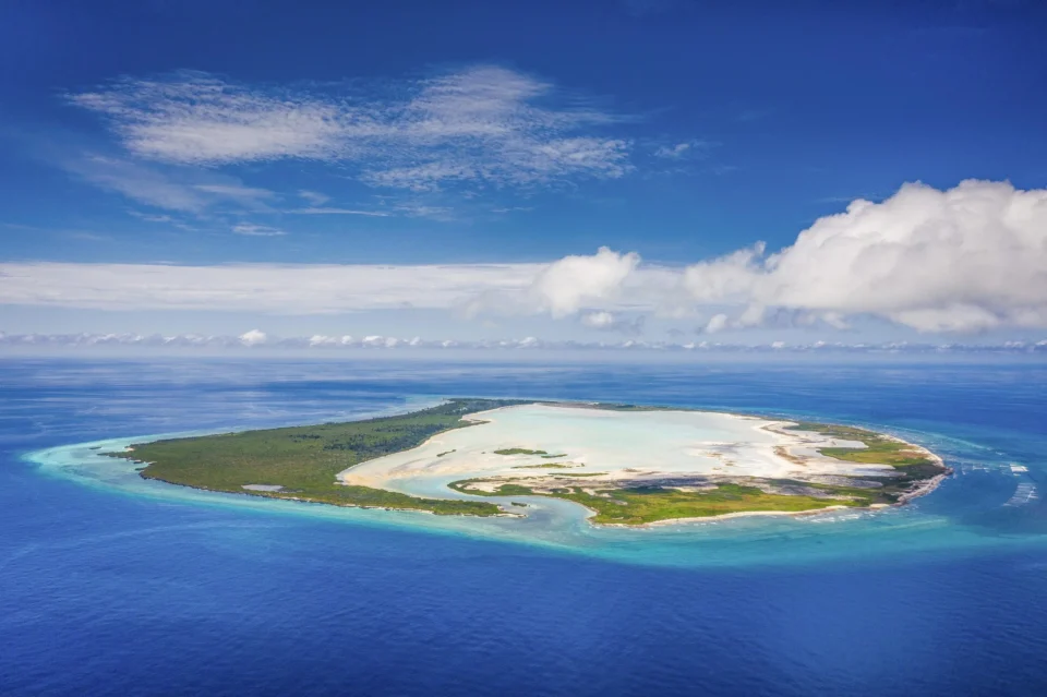 Aerial of the whole atoll and lagoon — Astove Atoll, Seychelles