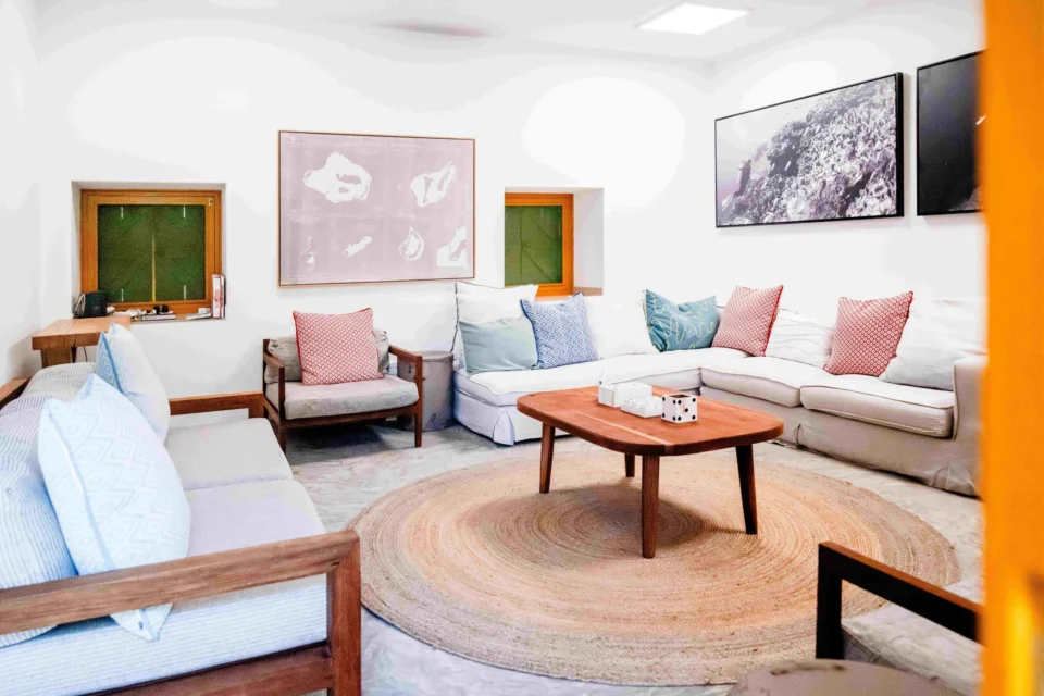 Living room in the lodge — Astove Atoll, Seychelles