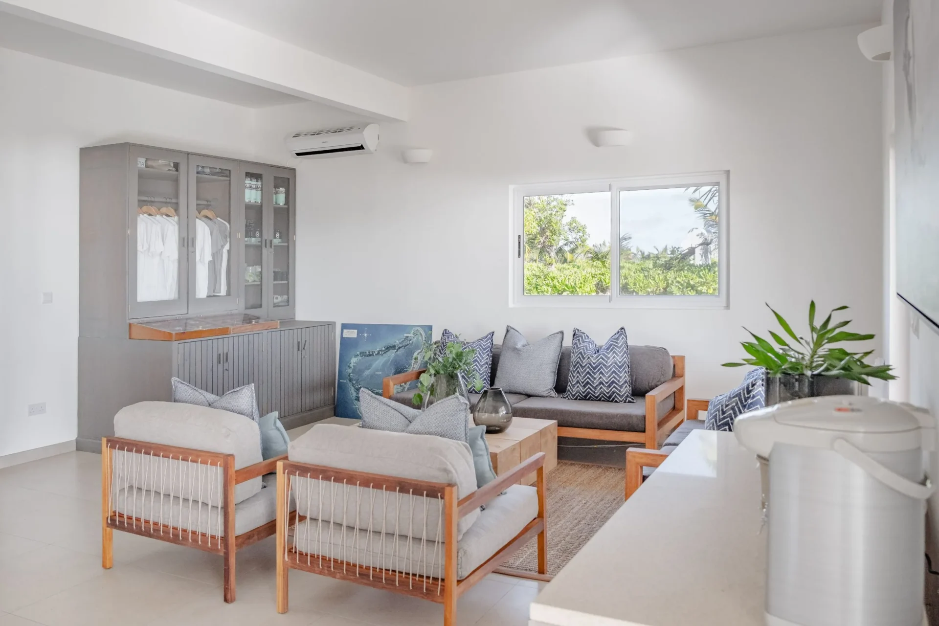 Lodge living room interior — Farquhar Atoll, Seychelles