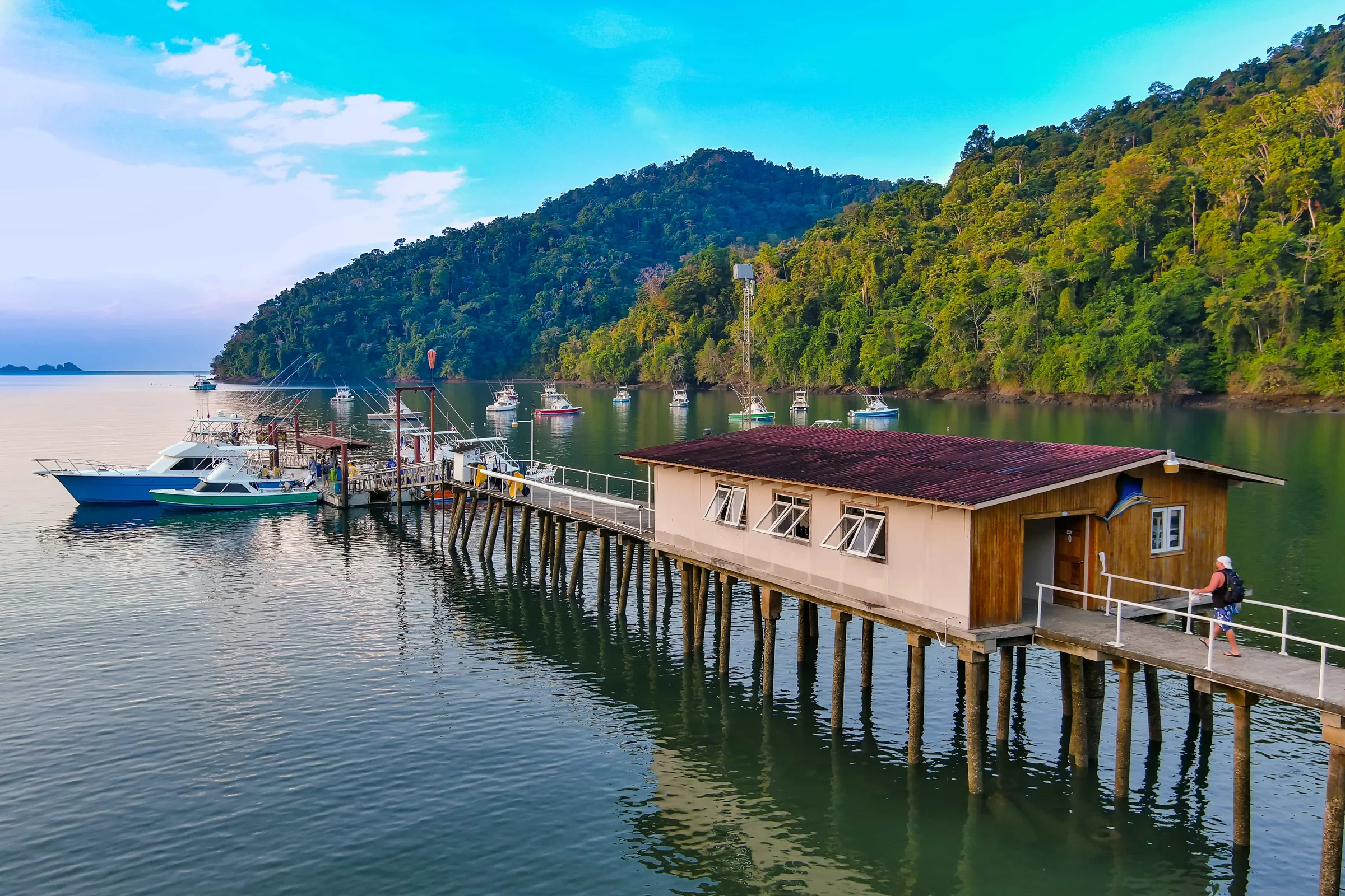 Tropic Star Lodge pier and dock house on Piñas Bay, Panama