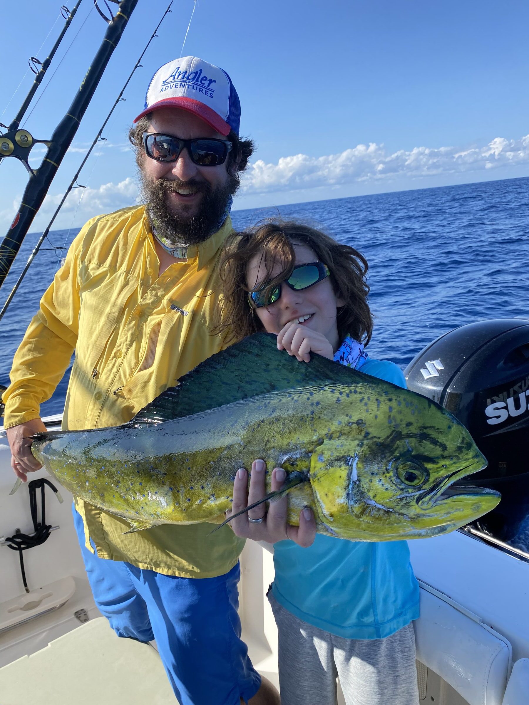 Evan Peterson with a dorado on a Crocodile Bay boat, Golfo Dulce