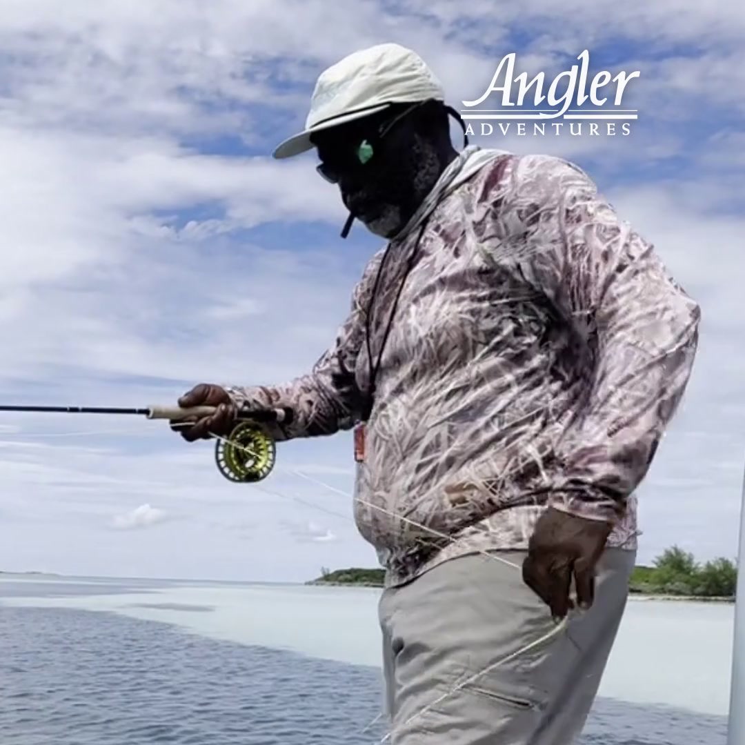 Freddy Dames on the bow at Soul Fly Lodge, line in his right hand, showing the ready position
