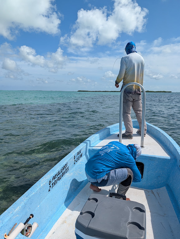 Anglers on a panga at Pesca Maya, Ascension Bay, 26 August 2026